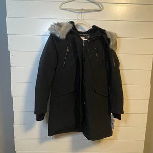 BCBGeneration Dark Gray Ski Jacket with Fur Hood